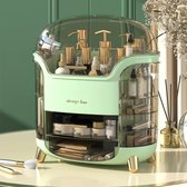 Make Up Organizer - Opberg Box Voor Cosmetica - Beautycase - Stofvrij Door Deksel - 8 Compartimenten - Groen