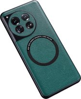 Kunstlederen Hoesje Geschikt voor de OnePlus 12 - Stijlvolle Back Cover - Comfortabele Dunne Bescherm Hoes Groen