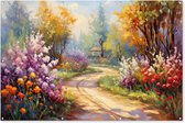 Tuinposter landschap - Tuindecoratie watercolor - 180x120 cm - Tuindoek abstract - Muurdecoratie voor buiten - Schuttingposter natuur - Tuinschilderijen - Tuinwanddecoratie - Tuinposters