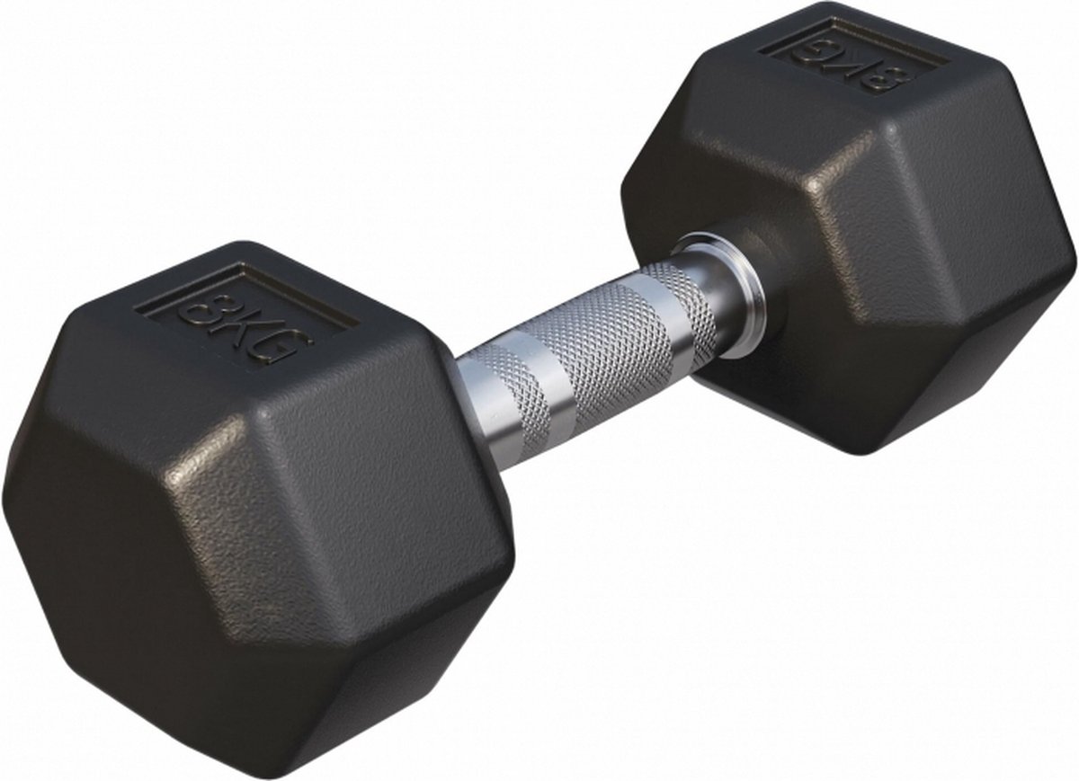 Gorilla Sports Dumbell - 8 kg - Gietijzer (rubber coating) - Hexagon