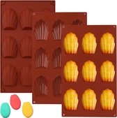 Madeleine bakvormen, 3 stuks, siliconen madeleine bakvorm, siliconen, BPA-vrij, eenvoudige release, schelpvormige siliconen vormen voor madeleinen, koekjes, chocolade, snoep, pudding