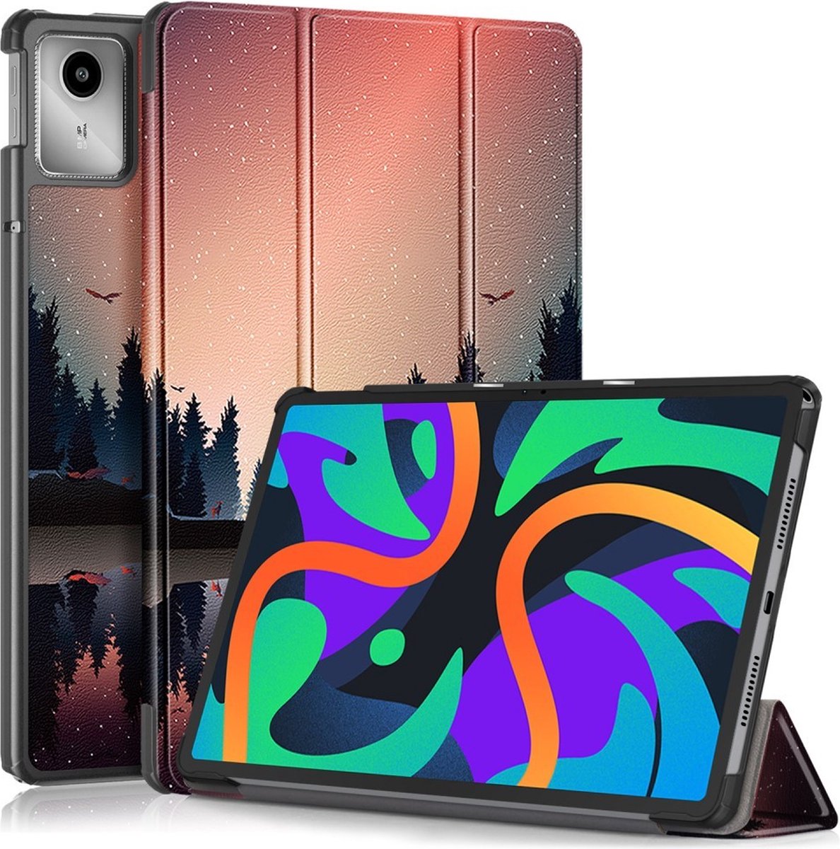 Tablethoes geschikt voor Lenovo Tab M11 Hoesje - Tri-Fold Book Case met Wake/Sleep - Dusk