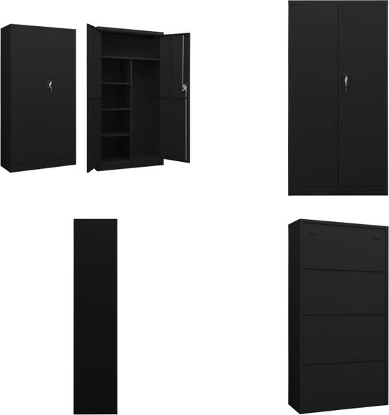 vidaXL Lockerkast 90x40x180 cm staal zwart - Lockerkast - Lockerkasten ...