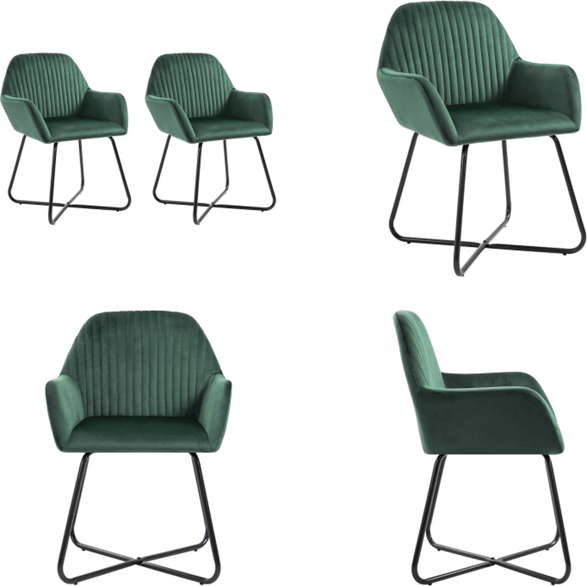 vidaXL - Eetkamerstoelen - 2 - st - fluweel - groen