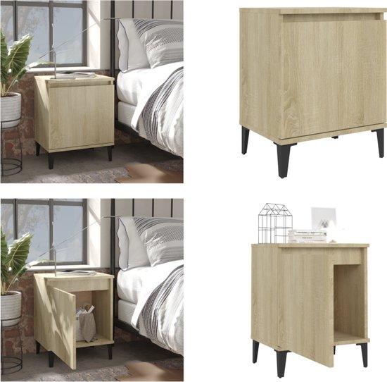 Nachtkastje met LED-verlichting 38x34x50 cm oud hout Nachtkastje met LED-verlichting 38x34x50 cm oud hout