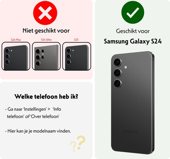 Coque adaptée pour Samsung S24 Coque en Siliconen avec film protecteur d'écran – Coque adaptée pour Samsung Galaxy S24 Coque en Siliconen – Zwart