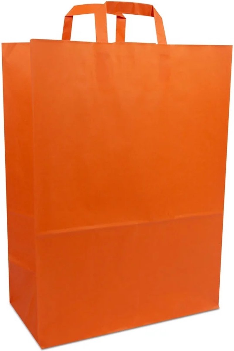 Cadeautasjes met platte handgreep, budget tassen oranje, 22x10x31cm (250 stuks)