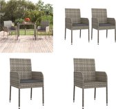 vidaXL Chaises de jardin 2 pcs avec coussins Polyrotin Gris - Chaise de jardin - Chaises de jardin - Chaise d'extérieur - Chaise de jardin réglable