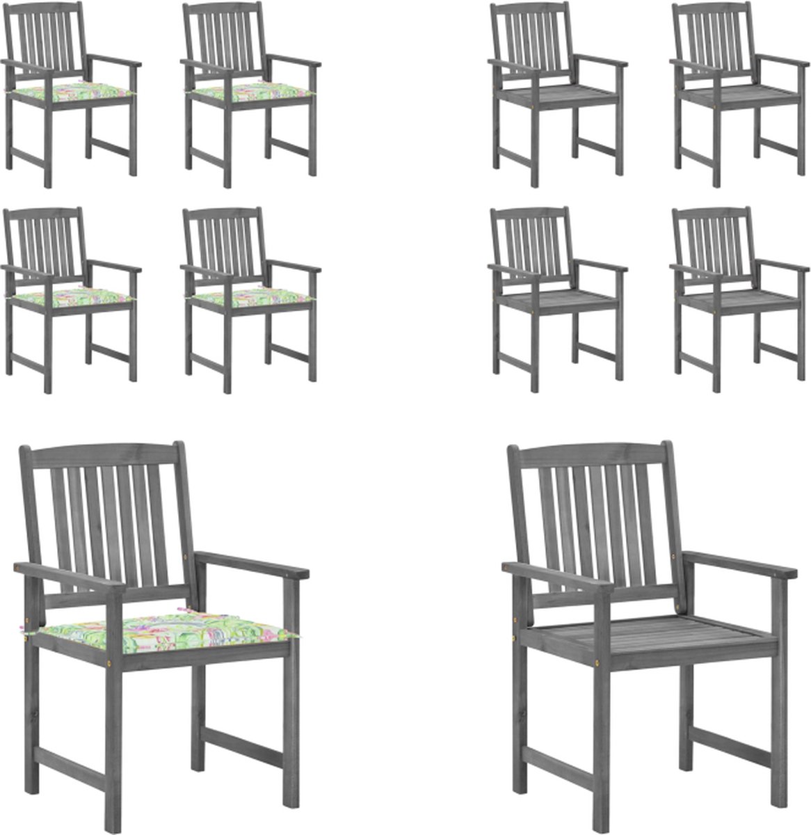 VidaXL Tuinstoelen 4 st met kussens massief acaciahout grijs Tuinstoel Tuinstoelen Stoel Met Kussen Houten Tuinstoel