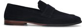 Manfield - Heren - Blauwe suède loafers - Maat 43