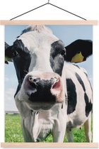 Posterhanger incl. Poster 40x53 cm - Schoolplaat - Koe - Weiland - Natuur - Dieren - Gras - Textielposter - Blanke latten