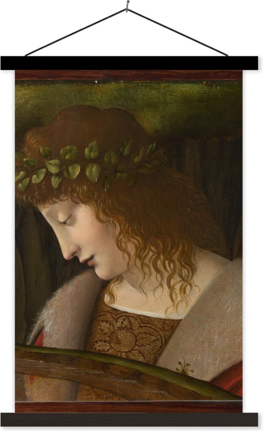 Posterhanger incl. Poster 120x180 cm - Schoolplaat - Narcissus - Leonardo da Vinci - Textielposter - Zwarte latten