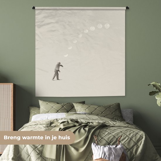 Tapisserie - Tapisserie - Vintage - Lune - Homme - 150x150 cm - Tapisserie
