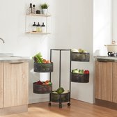 Bol.com Keukentrolley Steigen met 5 manden rond staal 895xØ33 cm zwart aanbieding