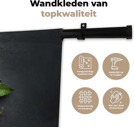 Wandkleed - Wanddoek - Kruiden - Bord - Peper - Zwart - Lepels - Zilver - 120x90 cm - Wandtapijt