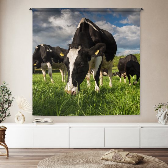 Tapisserie - Tapisserie - Vaches - Animaux - Herbe - Pâturage - Ferme - 180x180 cm - Tapisserie