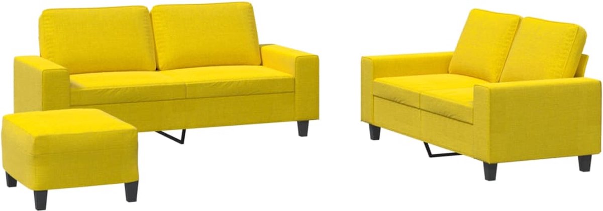 vidaXL - 3-delige - Loungeset - stof - lichtgeel