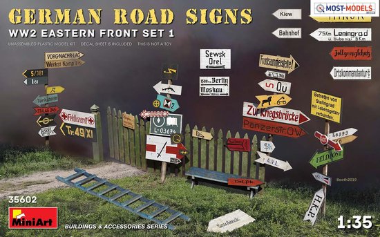 MiniArt Modelbouwpakket Militaire voertuigen - 35602 German Road signs WWII Eastern front set 1 Plastic - 1:35 - Modelbouw