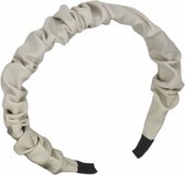 Diadeem - haarband van imitatieleer - beige gerimpeld