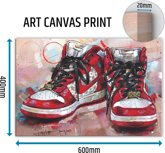 Sneaker canvas pro SB red stars 60x40 cm