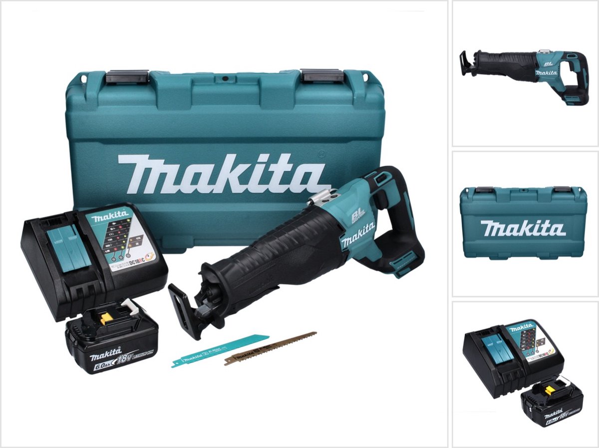 Makita DJR 187 RG1K accu reciprozaag 18 V borstelloos + 1x accu 6,0 Ah + oplader + koffer