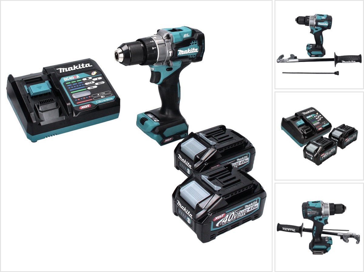 Makita HP 001 GM2 accu-slagboormachine 40 V max. 140 Nm XGT Brushless + 2x accu 4,0 Ah + oplader