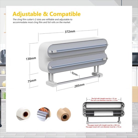 Maximex Foliesnijder Perfect-Cutter, praktische dispenser voor vershoudfolie en aluminiumfolie