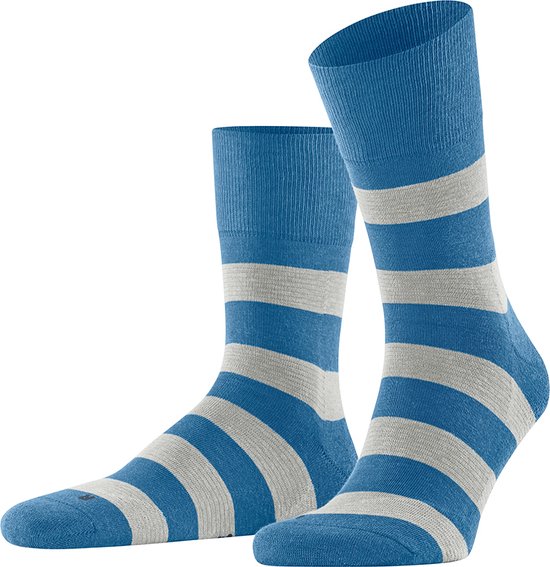 FALKE sokken block stripe blauw & grijs - 42-43