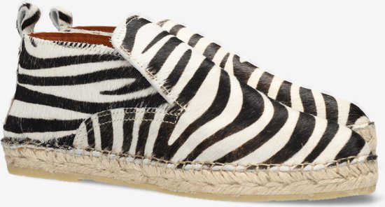 Shabbies Amsterdam Espadrille Elche Lofa Zebra White/Zwart - Maat 37