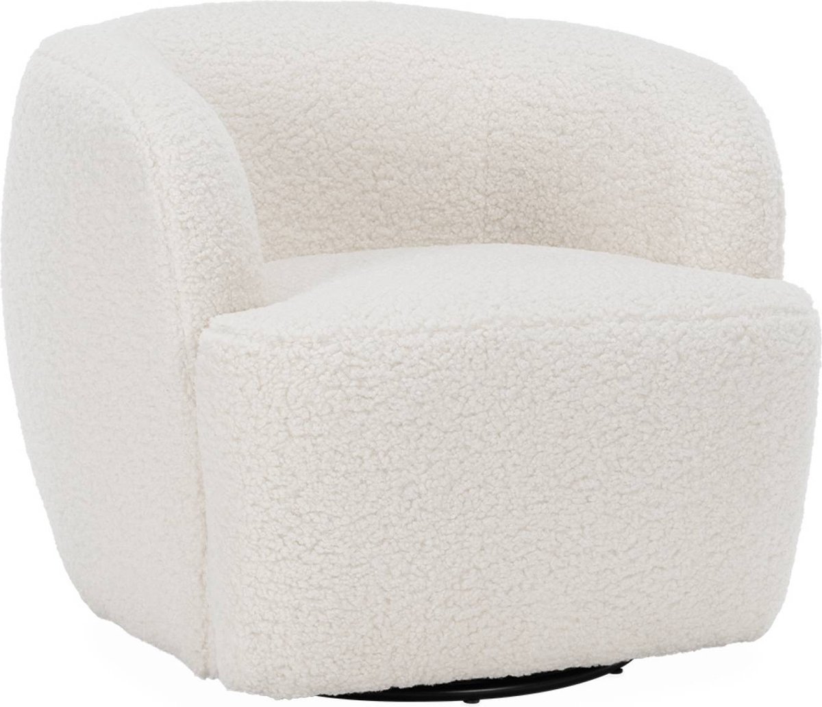 sweeek Ronde draaifauteuil in boucléstof, laya, b 79,5 x d 77,5 x h 67cm Crème