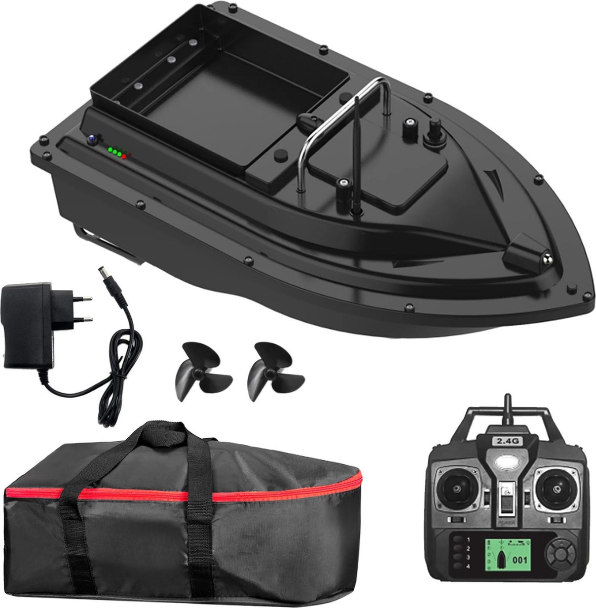 Voerboot Karper - Baitboat Met 16-Punts GPS Functie + Automatische Terugkeer - 1 Voerbak Met 2kg Draagvermogen - Dubbele Propellers + Cruisecontrol - 500m Bereik + Nachtverlichting - Inclusief Opbergtas