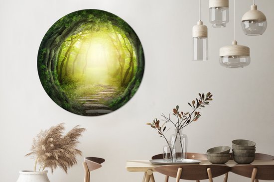Papier peint Cercle - Arbres - Forêt - Mousse - ⌀ 120 cm XXL