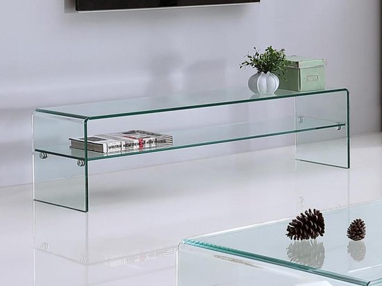 Tv-meubel STILEOS - 1 nis - Gehard glas L 140 cm x H 40 cm x D 40 cm