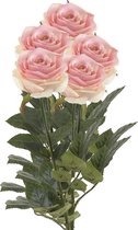 Emerald Kunstbloem roos Simone - 5x - roze - 73 cm - decoratie bloemen