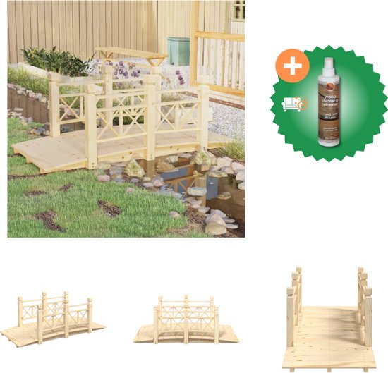 Vijverbrug Tuinbrug Houten Brug Met Dubbele Halfronde Leu Decoratieve Brug Van Dennenhout 101 X 485 X 38 Cm Bruin