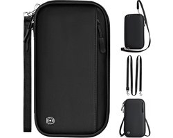 Paspoorttas, reisorganizer, documenten familie, RFID-blocker, reisdocumenten, organizer, ID-tas, paspoorthoes, 4 paspoorten voor vliegtickets, instapkaarten (zwart), zwart, Modern