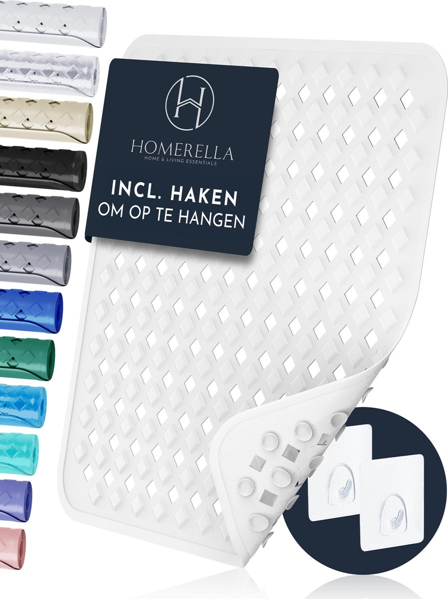 HOMERELLA Douchemat antisplip - 53x53 cm - Inclusief ophanging - BPA-vrij & latexvrij badmat - Badmatten schimmelbestendig & machine wasbaar