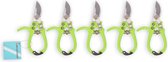 Set van 5 Bloemenschaar Snoeischaar | Metaal, Groen, 16x8x1 cm Bloemensnijder | Essentieel Tuingereedschaap voor Links- en Rechtshandigen