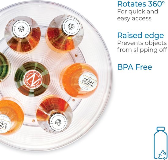 organisateur de cuisine, grand plateau tournant en plastique sans bpa pour le garde-manger, porte-épices rotatif pour boîtes de rangement et épices, transparent