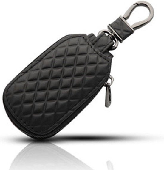 Étui de protection de Luxe pour clé de voiture I motif à carreaux I sac à clés clé de voiture I pochette pour clé de voiture I housse de protection clé de voiture I Cuir PU I Zwart