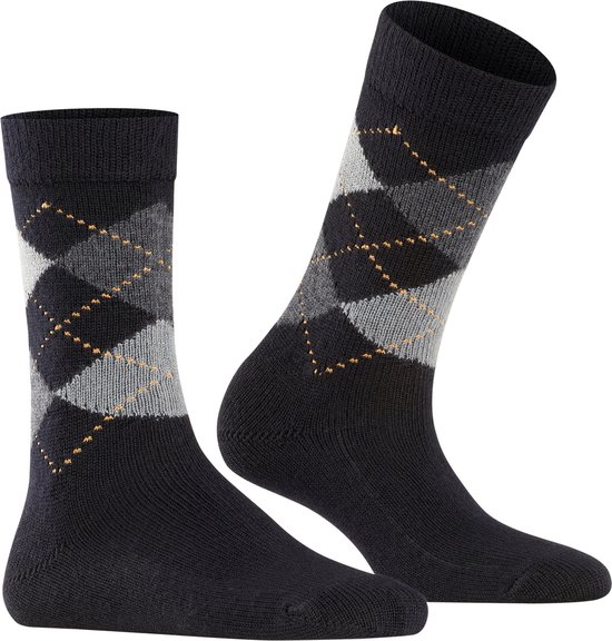 Burlington Whitby gedessineerd materiaal sokken dames zwart - maat 36-41