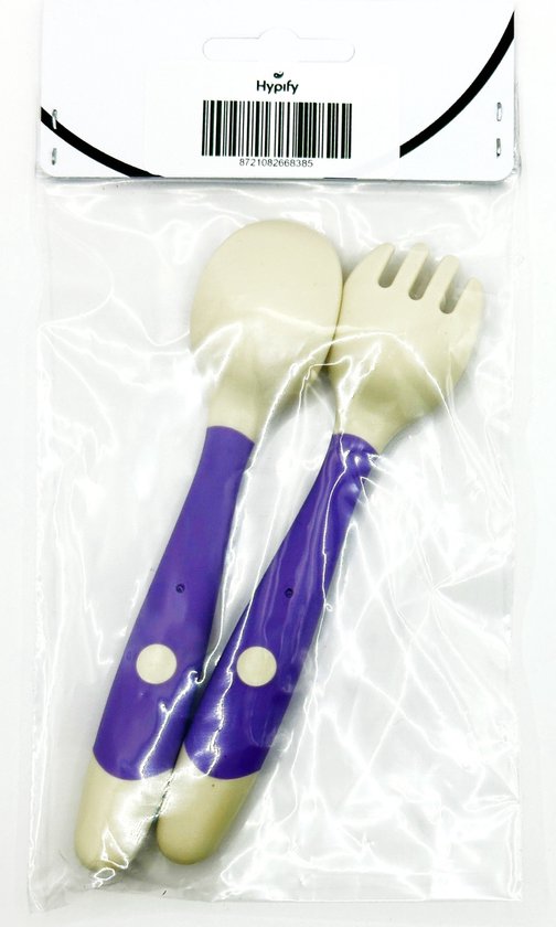 Hypify® - Buigbare Vork & Lepel - Siliconen - Buigbaar - Veilig voor kinderen - Veilig materiaal - Paars - Speels eten! van Hypify — afbeelding 2