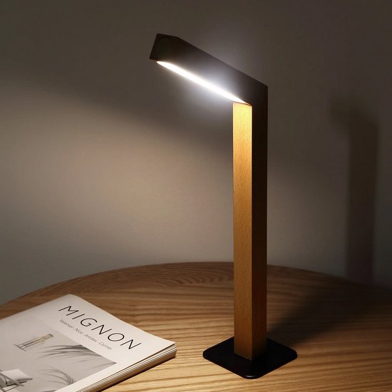 Houten Tafellamp - Minimalistische Sfeervolle Nachtlamp - Beech wood - Bureauaccessoire voor Stijlvolle Woondecoratie - Perfect als Housewarming Geschenk