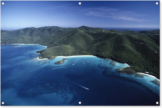 Caribisch eilandkust  Tuinposter 60x40 cm - Foto op Tuinposter (tuin decoratie)