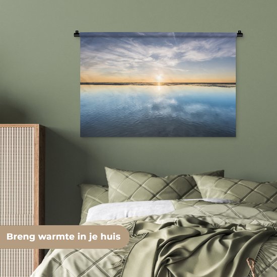 Tenture murale - Toile murale - Mer - Nuages - Soleil - 90x60 cm - Tapisserie