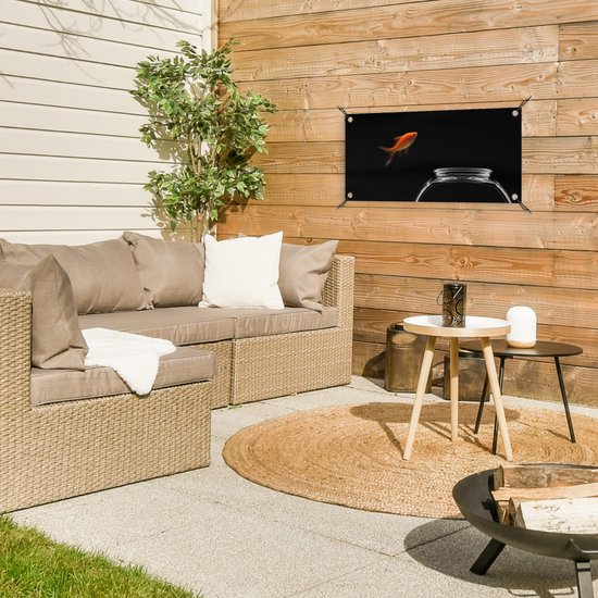 Affiche de jardin Poisson rouge - Bocal à poissons - Zwart - 60x30 cm - Toile de jardin