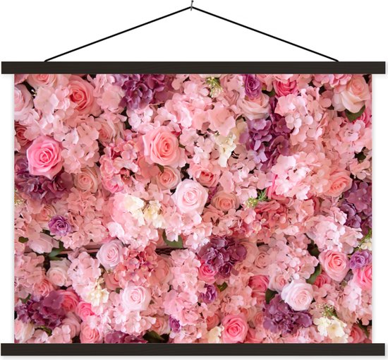 Porte-affiche avec affiche - Affiche scolaire - Fleurs - Rose - Roses - 120x90 cm - Lattes noires