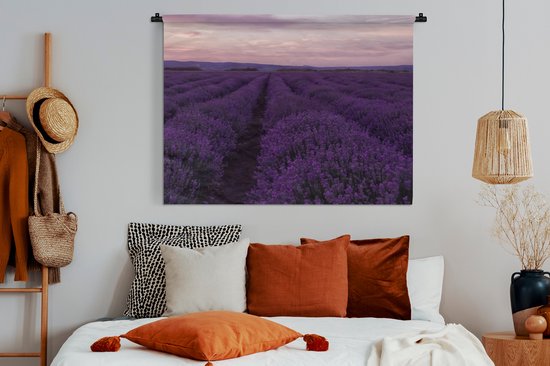 Wandkleed - Wanddoek - Lavendel - Paars - Bloemen - Natuur - 120x90 cm - Wandtapijt
