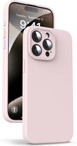 Solid hoesje Soft Touch Liquid Silicone Flexible TPU Cover [Camera all-round bescherming] - Geschikt voor: iPhone 15 Pro Max - Lichtroze