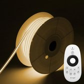 COB LED Strip - Warm Wit 3000K - 10 Meter in één rol(1x 10meter) - 800Lumen per meter - 220V - Waterdicht(IP65) - Complete Set - Met Mi-Light(MiBoxer) RF Afstandsbediening